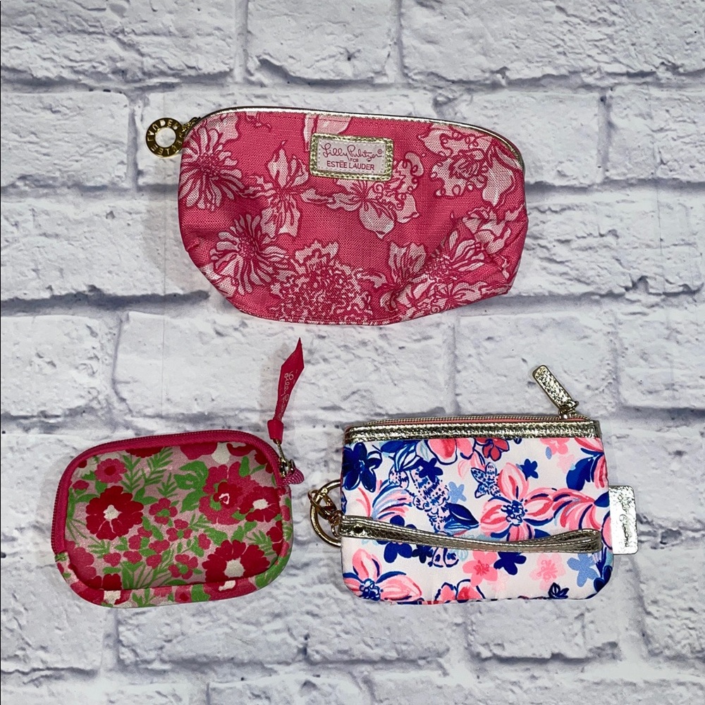Floral Pink and Multicolor Pouches Set